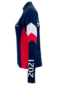 Customized multi-color color matching half chest zipper design flat machine neck contrast color printing logo women's horse racing training suit   W222 detail view-2